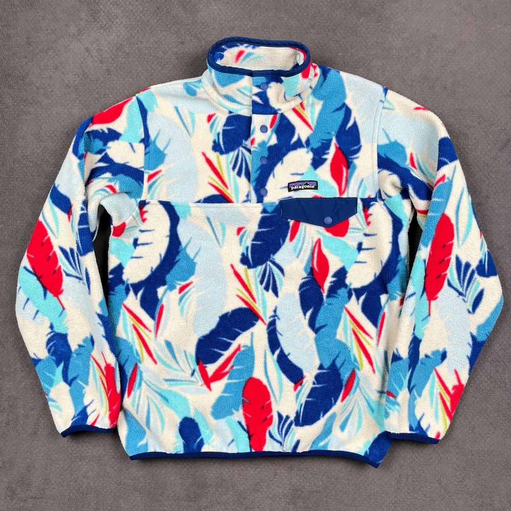 Patagonia Synchilla Snap-T Pullover Womens Small Blue Feathers Fleece 25455 - Picture 2 of 10